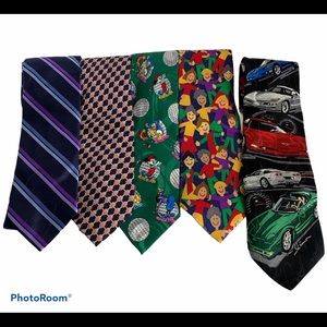 Silk NeckTie Lot of 5 Fashion and Fun Ties Career